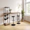 Flash Furniture Jura Metal Bar and Wine Table w/2 Slanted Shelves for Bottle Storage and Hanging Glass, Black Frame NAN-F-HY-B23102-BLKBRN-GG - alternate 1
